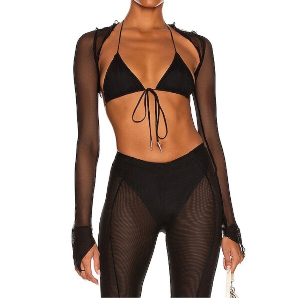 SOLD -Sami Miro Vintage V Cut Shrug Black